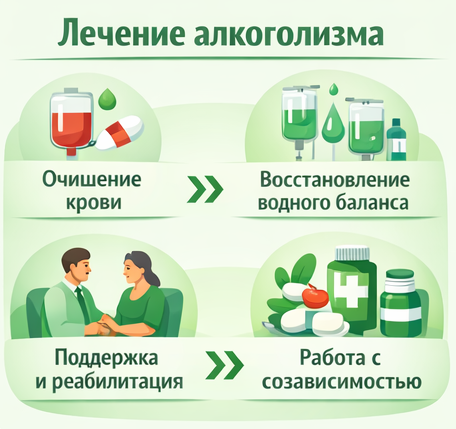 лечение алкоголизма в Кушве этапы